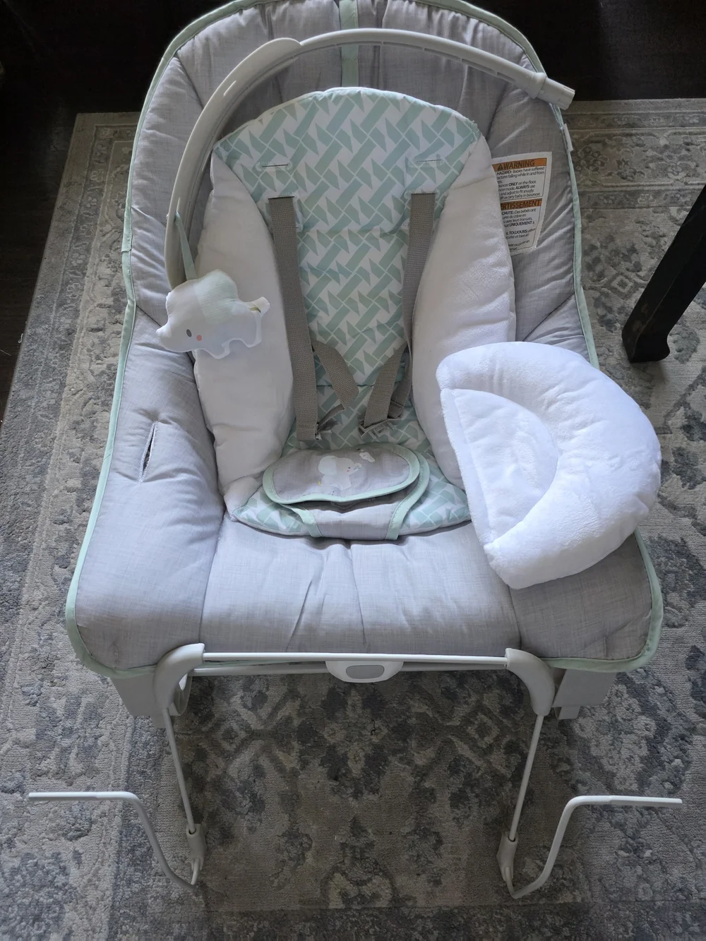 Baby Rocker Seat - Gray with Mint Trim